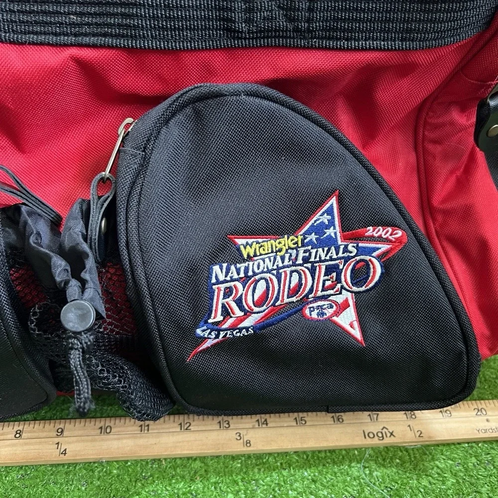 Vintage Justin Boot Bag National Finals Rodeo 2002 Vegas Wrangler Cowboy Duffle